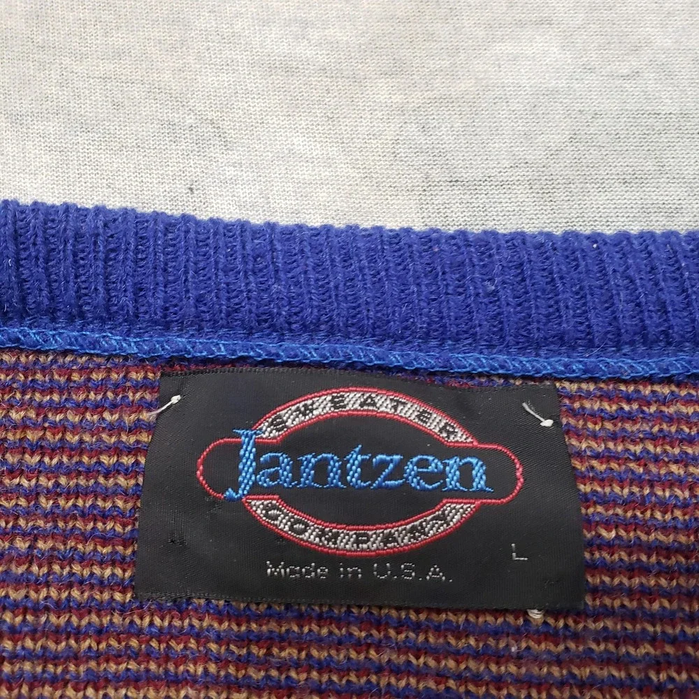 Vintage Jantzen Sweater Men Large Blue Snowflake Pullover Grandpa Core
